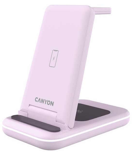 Фото - Беспроводное зарядное устройство Canyon WS-304 3 в 1 QI Iced Pink (CNS-WCS304IP)