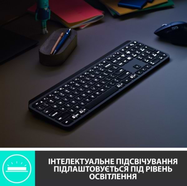 Фото - Клавиатура беспроводная Logitech MX Keys Advanced for Business Wireless Illuminated UA Graphite (920-010251)