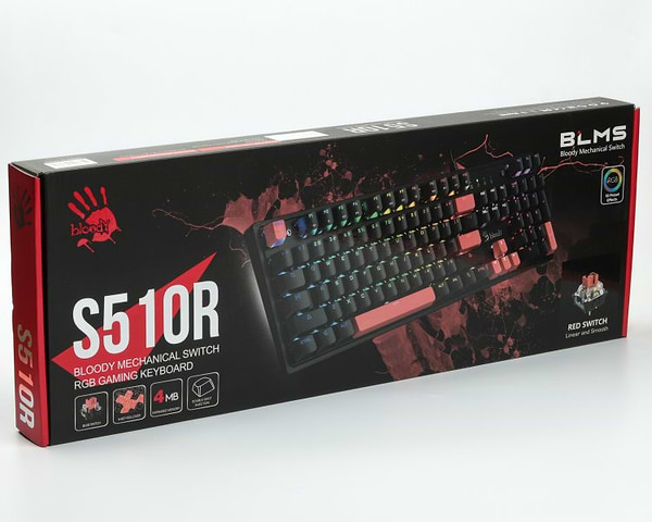Фото - Клавіатура дротова ігрова Bloody S510R Fire Black