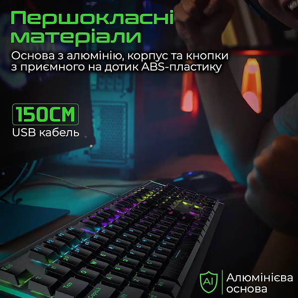 Фото - Клавіатура дротова ігрова Vertux comando.black