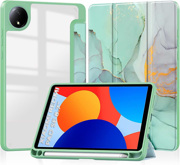 Фото - Чохол для планшета BeCover Soft Edge TPU з кріпленням для стілусу for Xiaomi Redmi Pad SE 8.7'' Green Marble (712574)