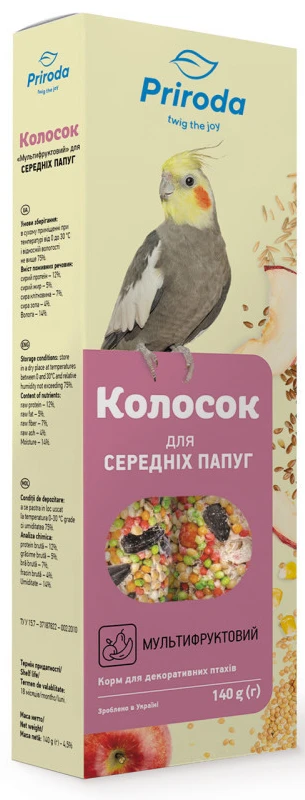Ласощі для птахів Природа Колосок мультифруктовий 140 г (4820157400012)