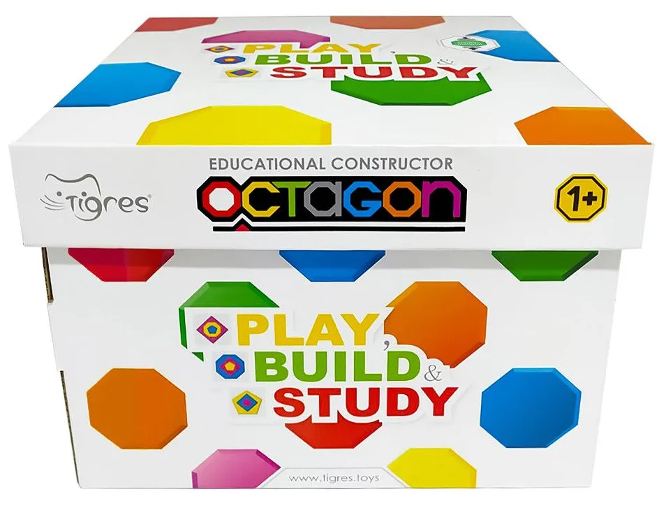 Пластиковий конструктор для малюків Tigres Octagon" 88 ел. в коробці (39773) - Фото 1