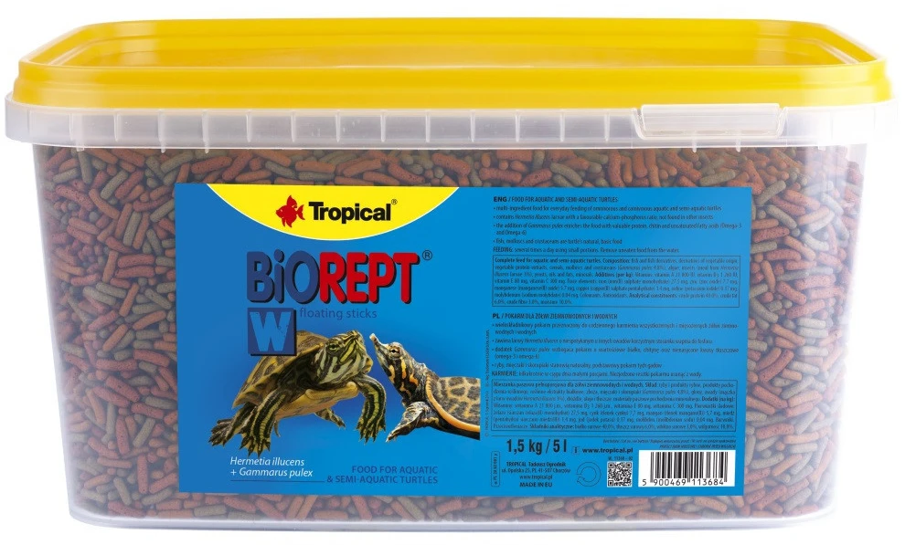 Корм для рептилій Tropical Biorept W для водоплавних черепах гранули 1,5 кг (5900469113684)