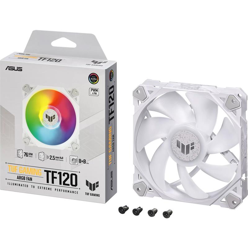 Фото - Корпусний вентилятор Asus TUF Gaming TF120 ARGB White