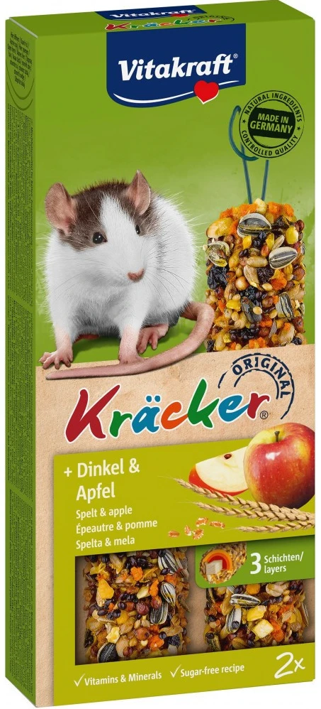 Ласощі для гризунів Vitakraft Kracker Original Spelt and Apple крекер із зерном та фруктами 2 шт. (4008239251404)