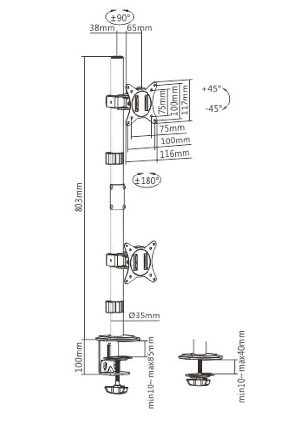 Фото - Кріплення настільне Brateck LDT66-C02V
