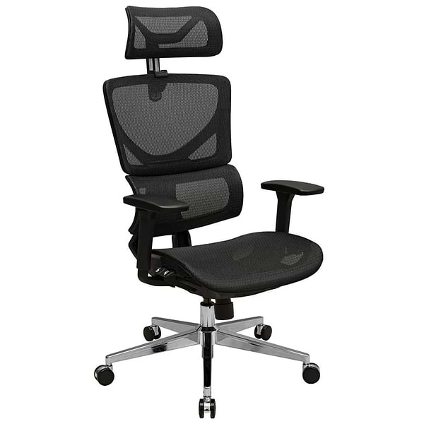 Фото - Крісло для геймерів Richman Ерговік Хром Synchro Сітка Чорна