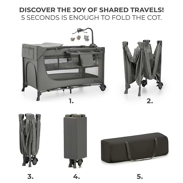 Фото - Манеж-ліжко Kinderkraft Joy 2 Dark Grey (KLJOY02DGR000AC)