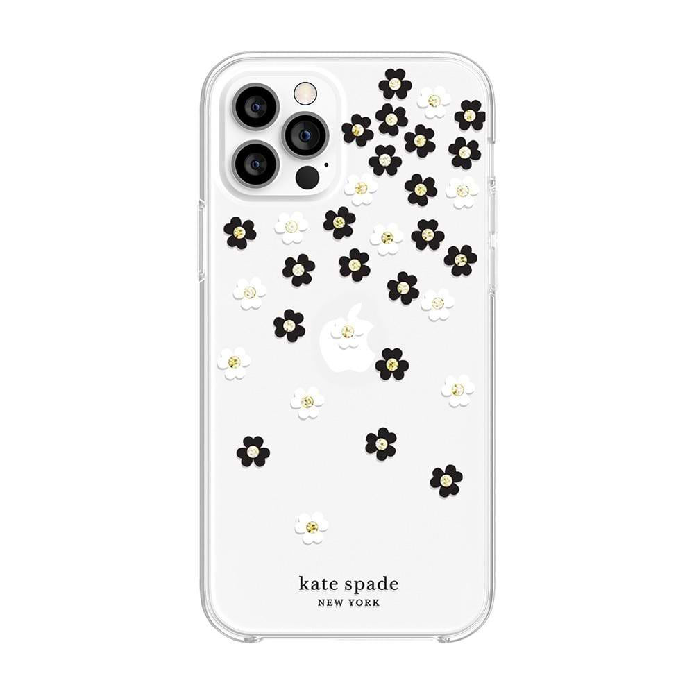Чехол для смартфона Kate Spade New York Protective Hardshell Case (1-PC Comold) for iPhone 12 Pro Max Scattered Flowers Black/White/Gold Gems/Clear/White (KSIPH-154-SFLBW) - Фото 1