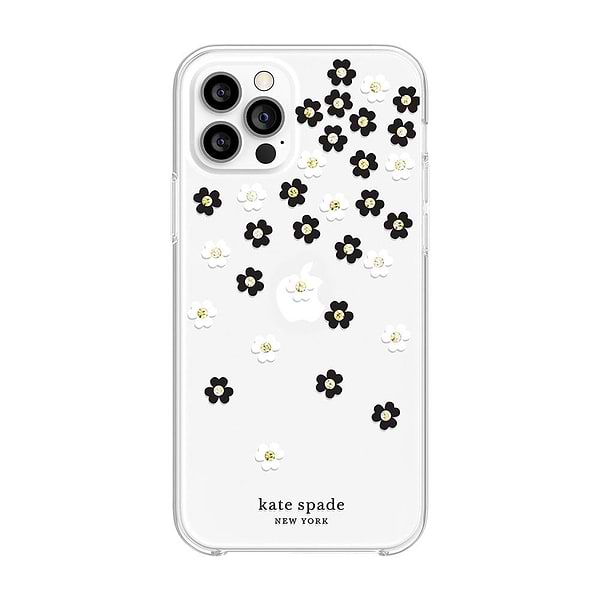 Фото - Чехол для смартфона Kate Spade New York Protective Hardshell Case (1-PC Comold) for iPhone 12 Pro Max Scattered Flowers Black/White/Gold Gems/Clear/White (KSIPH-154-SFLBW)