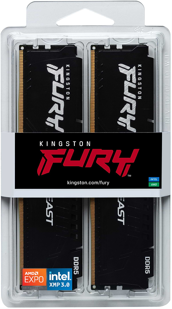 Фото - Память DDR Kingston 128GB 5600MT/s DDR5 CL36 DIMM (Kit of 2) FURY Beast Black (KF556C36BBEK2-128)