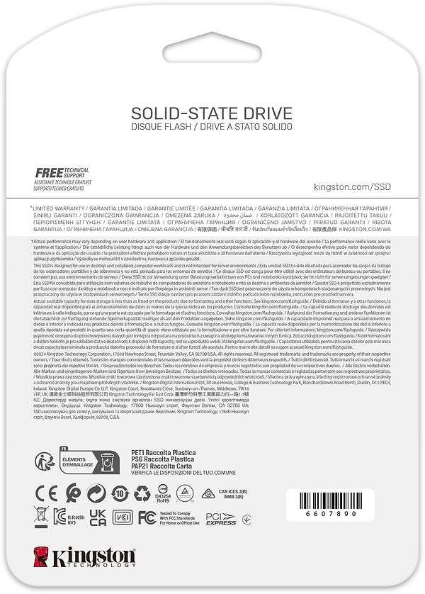 Фото - SSD-накопичувач внутрішній Kingston NV3 1TB M.2 2280 NVMe PCIe 4.0 x4 3D NAND (SNV3S/1000G)