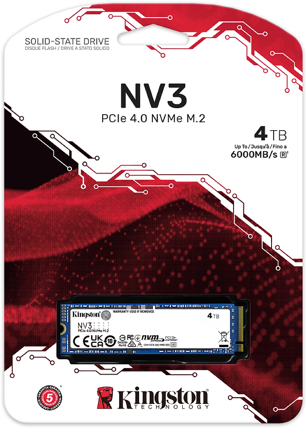 Фото - SSD-накопичувач внутрішній Kingston M.2 4000GB NV3, PCIe 4.0  NVMe (SNV3S/4000G)