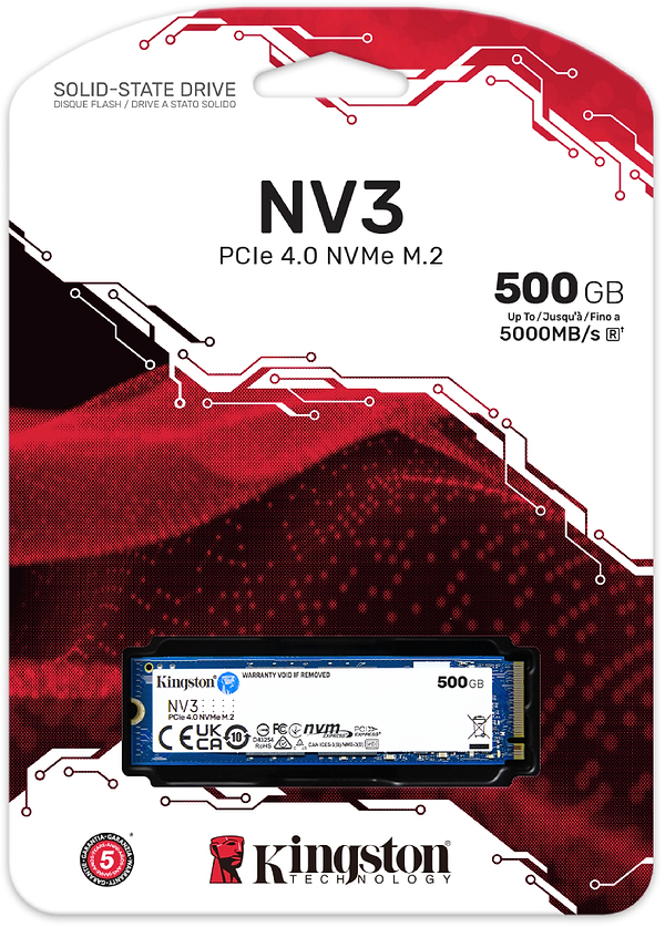 Фото - SSD-накопичувач внутрішній Kingston NV3 500GB M.2 2280 NVMe PCIe 4.0 x4 3D NAND (SNV3S/500G)