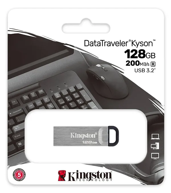 Фото - Флеш USB Kingston DataTraveler Kyson 128GB USB 3.2 Silver-Black (DTKN/128GB)