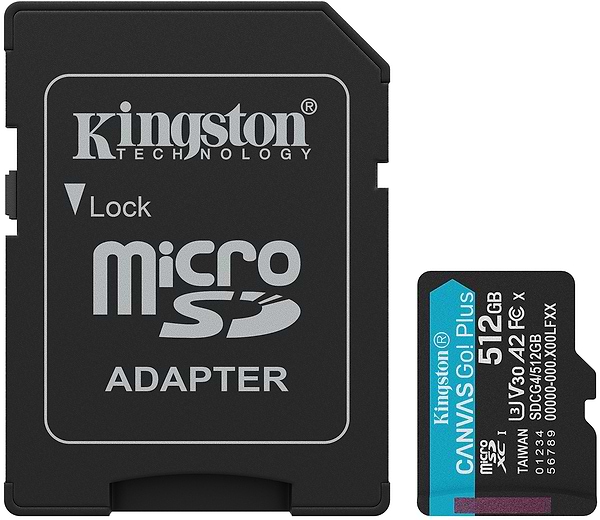 Фото - Карта пам'яті Kingston MicroSDXC 512GB Canvas Go! Plus G4 Class 10 UHS-I U3 V30 A2 + SD-adapter (SDCG4/512GB)