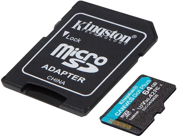 Фото - Карта памяти Kingston MicroSDXC 64GB Canvas Go! Plus G4 Class 10 UHS-I U3 V30 A2 + SD-adapter (SDCG4/64GB)