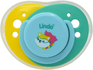 Ортодонтическая пустышка Lindo с прикусом от 12м (А 32/12+ жел)
