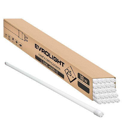 Лампочка светодиодная EVROLIGHT L-1200 6400K 18Вт G13 T8 LED 25 шт. (000059477)