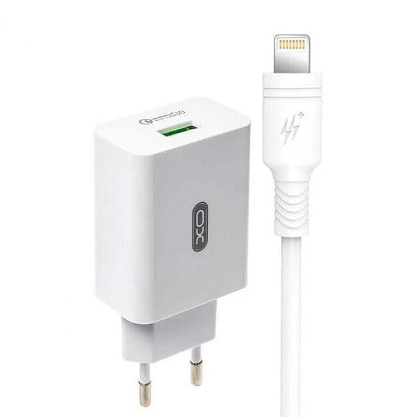 Фото - Сетевое зарядное устройство XO QC 3.0 18W/1USB + lightning White (L36-L-WH)