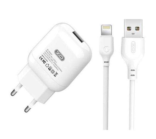 Мережевий зарядний пристрій XO L37 2.1A/1USB + кабель Lightning White (L37i-WH) - Фото 1