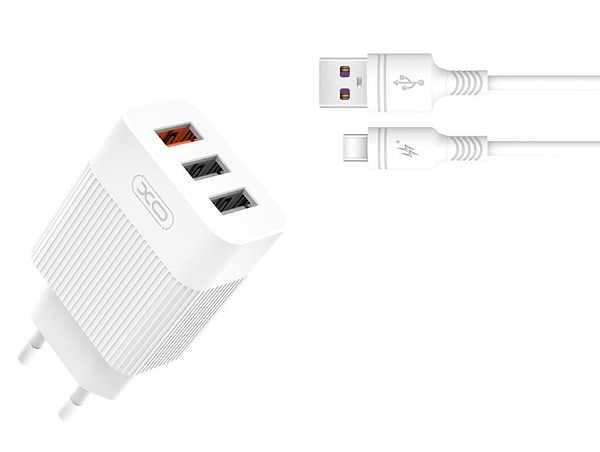 Фото - Мережевий зарядний пристрій XO QC 3.0 30W (18W/1USB + 2.4A/2 USB) + Type C White (L72-TC-WH) Фото - Мережевий зарядний пристрій XO QC 3.0 30W (18W/1USB + 2.4A/2 USB) + Type C White (L72-TC-WH)