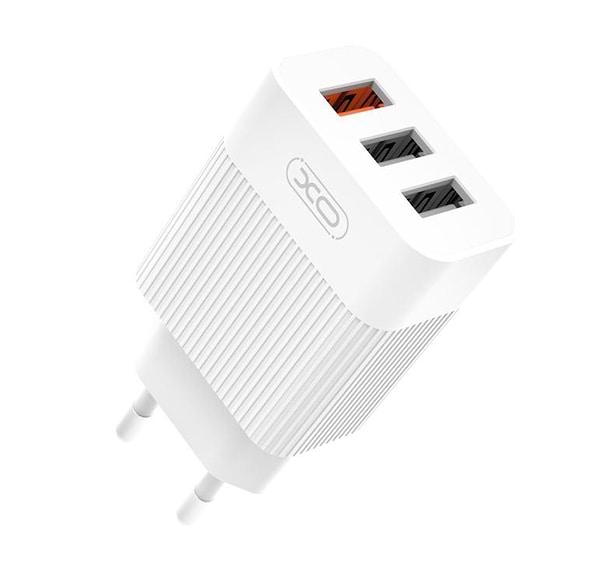 Фото - Мережевий зарядний пристрій XO QC 3.0 30W (18W/1USB + 2.4A/2 USB) + Type C White (L72-TC-WH)
