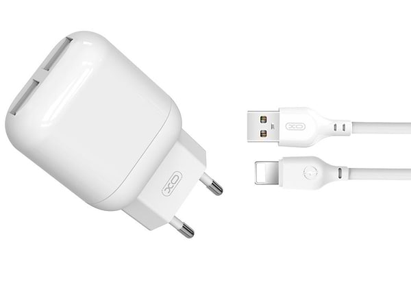 Фото - Сетевое зарядное устройство XO 2.4A/2USB + lightning White (L78-L-WH)