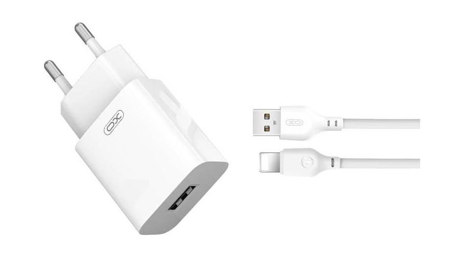 Мережевий зарядний пристрій XO 2.4A/1USB + lightning White (L99-L-WH) - Фото 1