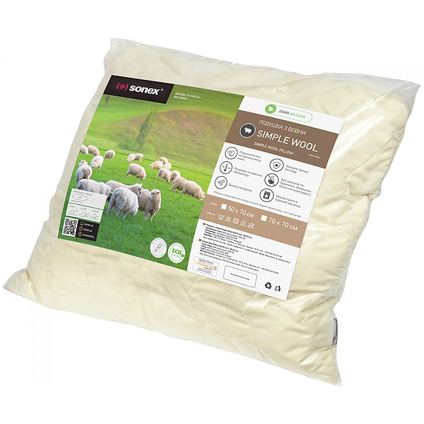 Фото - Подушка стандартная Sonex SimpleWool из шерсти 70х70 см (SO102380)