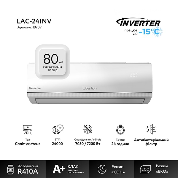 Фото - Кондиціонер спліт Liberton LAC-24INV