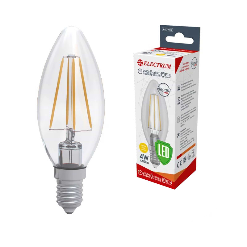 Лампочка світлодіодна Electrum Filament 4W E14 3000K (A-LC-1942)