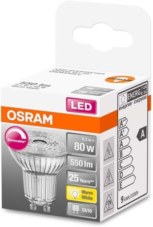 Фото - Лампочка светодиодная Osram LED, MR16, 8.3W, 2700K, GU10 (4058075433663)