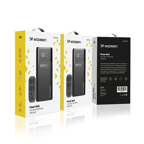 Фото - Уценка - Батарея мобильная Wozinsky Powerbank 30.000mAh Back (WPB-001BK)