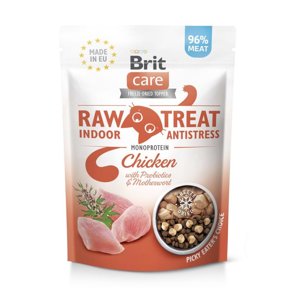 Ласощі для котів Brit Raw Treat Freeze-dried Indoor and Antistress курка 40 г (8595602569557)