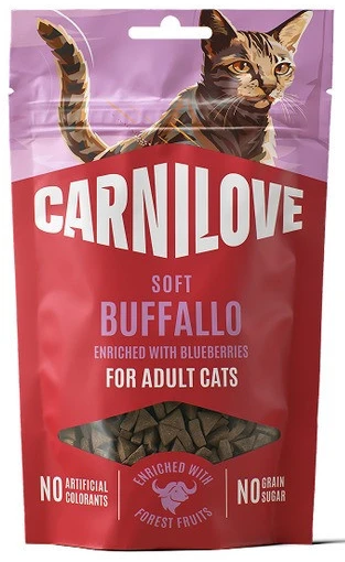 Ласощі для котів Carnilove Soft Snack Buffallo with Blueberries м'які буйвол і лохина 50 г (8595602582563)
