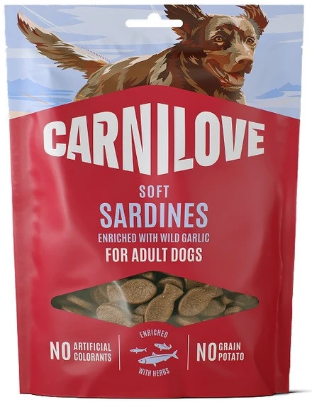 Ласощі для собак Carnilove Soft Snack Sardines with Wild garlic м'які сардини і дикий часник 200 г (8595602582624)