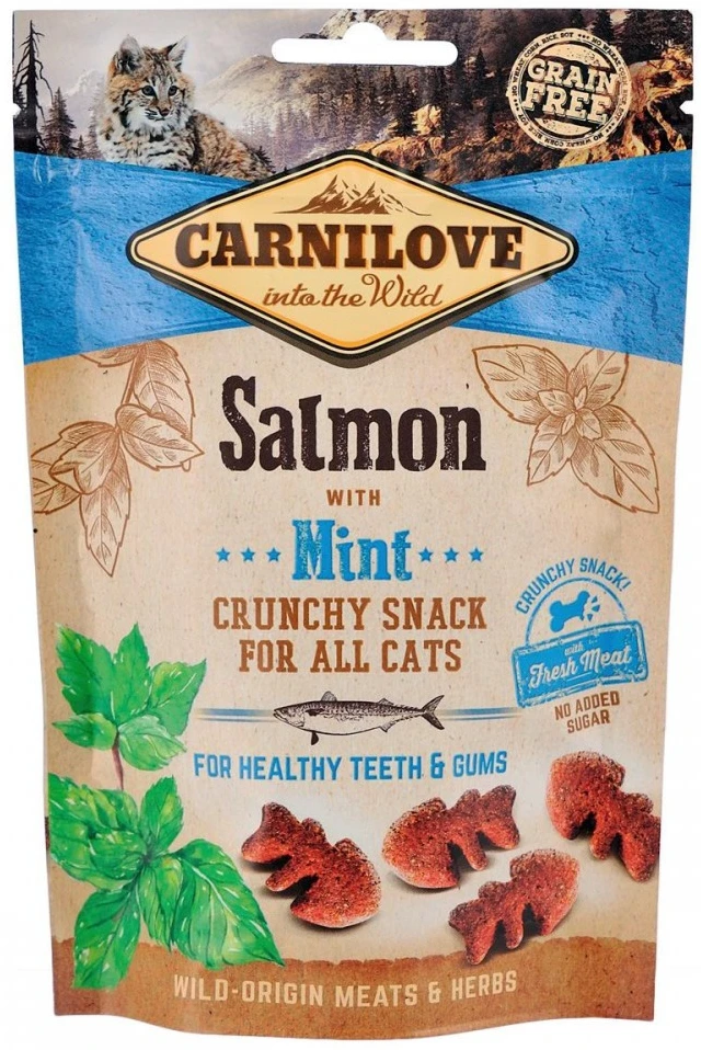 Ласощі для котів Carnilove Cat Crunchy Snack Salmon with Mint для здоров я зубів і ясен з лососем та м ятою 50 г (8595602527175)