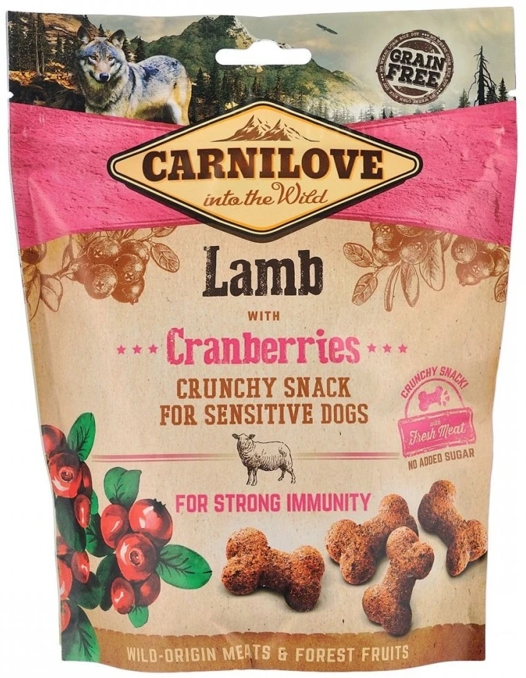 Ласощі для собак Carnilove Dog Crunchy Snack Lamb with Cranberries для міцного імунітету з ягнятиною та журавлиною 200 г (8595602527250)