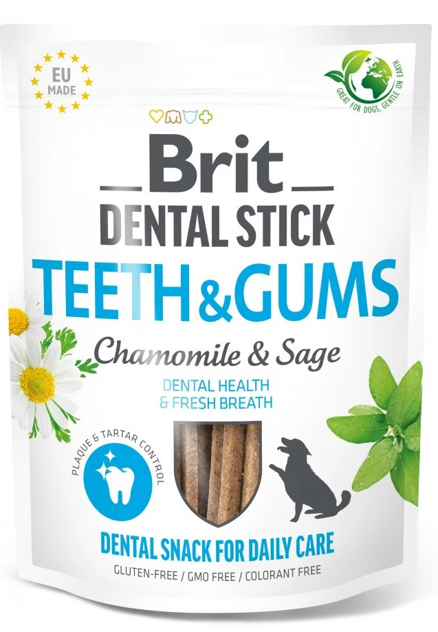 Ласощі для собак Brit Care Dental Stick Teeth and Gums для дорослих з ромашкою та шавлією для здоров я ясен і зубів 7 шт. 251 г (8595602564354)