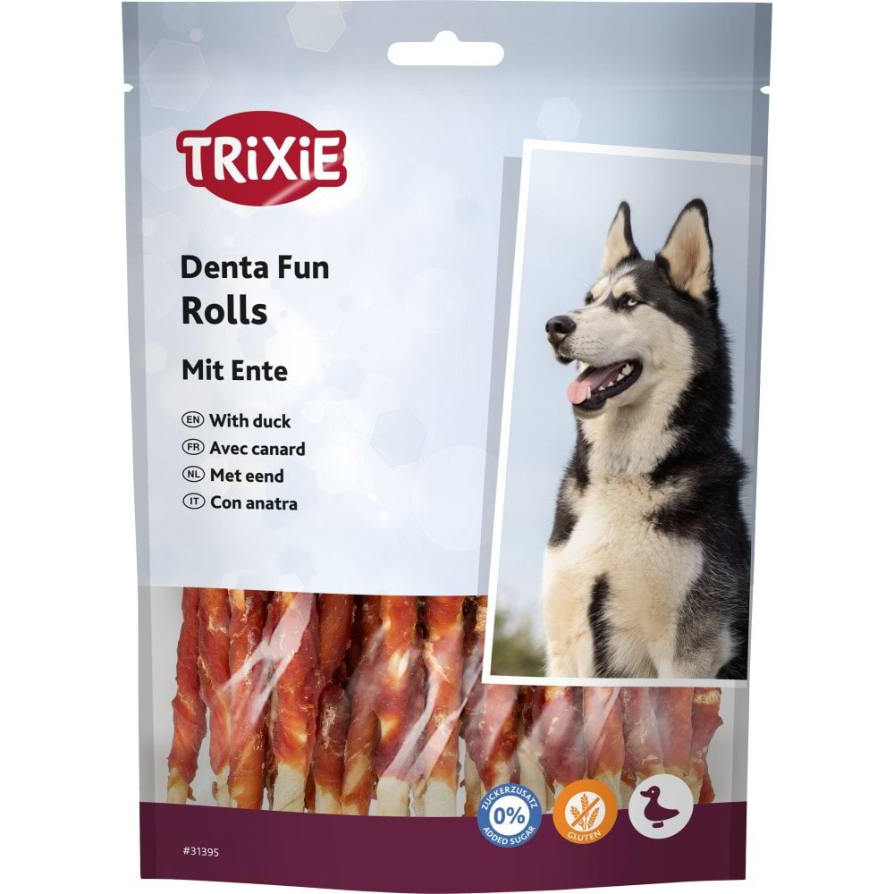 Ласощі для собак Trixie Denta Fun Chewing Rolls з качкою 240 г 30 шт. (4011905313955)