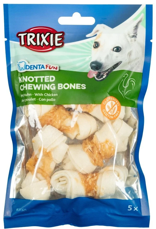 Ласощі для собак Trixie Denta Fun Chicken Chewing Bone для чищення зубів 70 г 5 шт. (4011905313214)