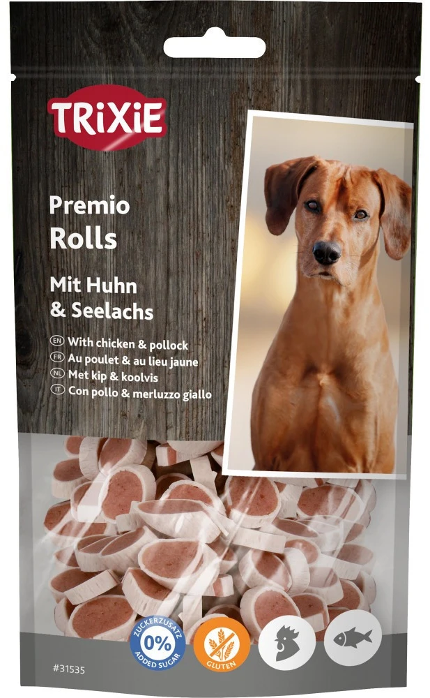 Ласощі для собак Trixie Ласощі Trixie Premio Fish Chicken Rolls для собак роли з куркою та лососем 75 г