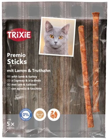 Ласощі для котів Trixie Premio Sticks Quintett with Lamb/Turkey палички з ягням та індичкою 5 г 5 шт. (4011905427232)