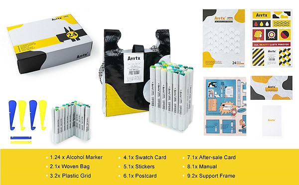 Фото - Набір маркерів Arrtx Oros ASM-03GN 24 кольори, зелені відтінки (LC302512)