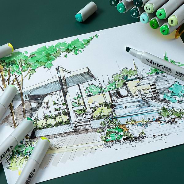 Фото - Набір маркерів Arrtx Oros ASM-03GN 24 кольори, зелені відтінки (LC302512)