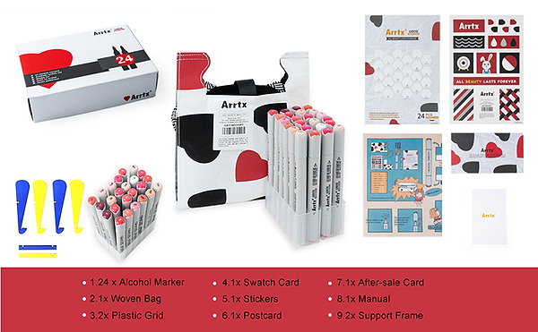 Фото - Набір маркерів Arrtx Oros ASM-03RD 24 кольори, червоні відтінки (LC302536)