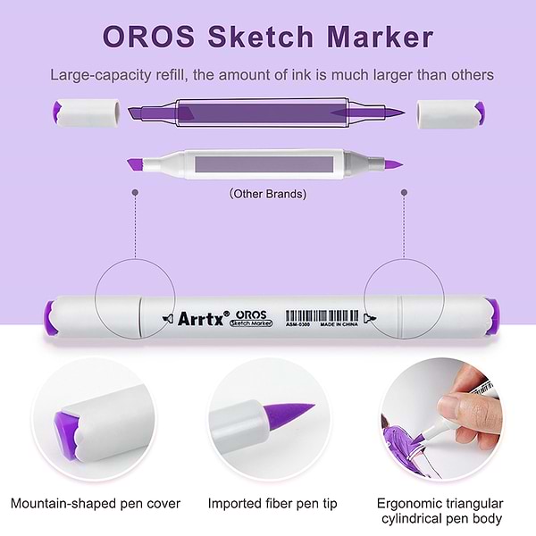 Фото - Набір маркерів Arrtx Oros ASM-03-ACS1-02 12 кольорів (LC302789)