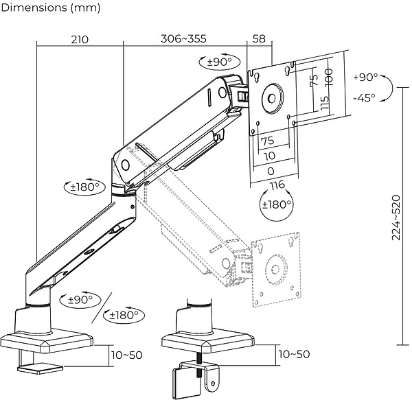Фото - Крепление настольное iTECH LDT115-C012E